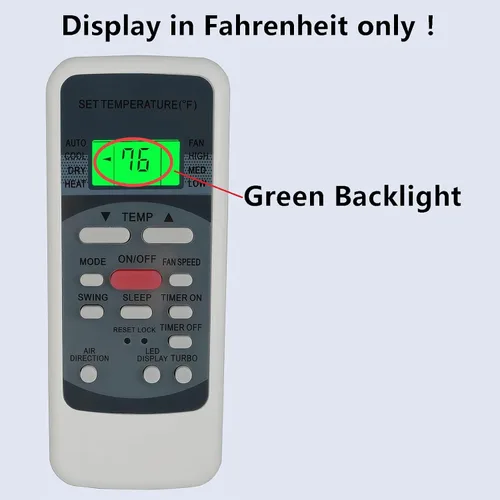 Miniatura 2 de Mando a distancia de repuesto compatible con TGM A/C controlador remoto modelo RG51M5/EU (pantalla en Fahrenheit)