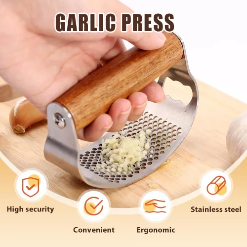 Miniatura 4 de Prensador de Ajo de Acero Inoxidable, Prensa de Ajo Profesional Rocker Mejorada 2025, Triturador de Ajo Ergonómico para Uso en Cocina Doméstica
