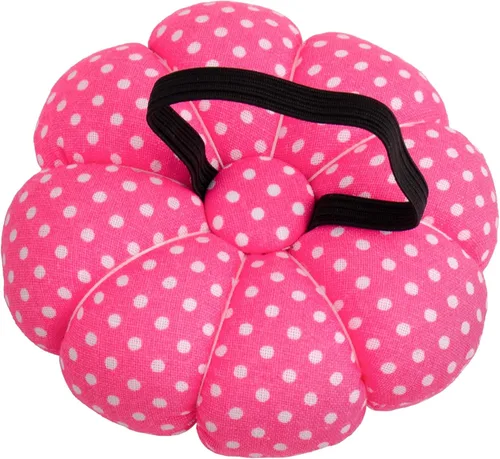 Miniatura 2 de Rolybag Alfileres de muñeca con correa elástica, cojín de aguja de calabaza para coser y usar agujas para costura o manualidades (rojo rosa)
