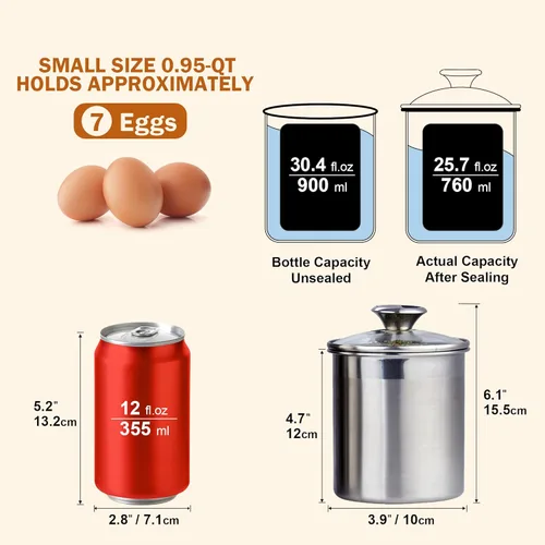 Miniatura 2 de Cooks Standard Juego de recipientes de almacenamiento de acero inoxidable para alimentos, tamaño mediano, 4 piezas, 0.95qt/1.6qt/2.5qt/3.5qt