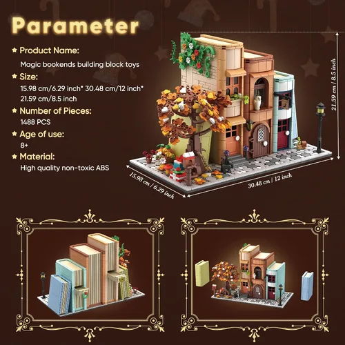 Miniatura 4 de Zylvoxia Kit de construcción de casa mágica sujetalibros, decorativo para el hogar para juguete de bloques de construcción, construcción