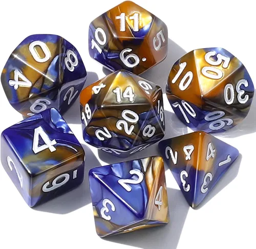 Miniatura 38 de CiaraQ DND - Juego de dados poliédricos con una bolsa de dados negra para juegos de mesa de rol D&D RPG MTG Rojo mezclado con naranja + purpurina