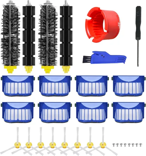 Para Roomba 600 Series piezas de repuesto 32 piezas, kit combinado con cepillo lateral y filtros, cepillo para alfombras de pelo de mascotas, suelos