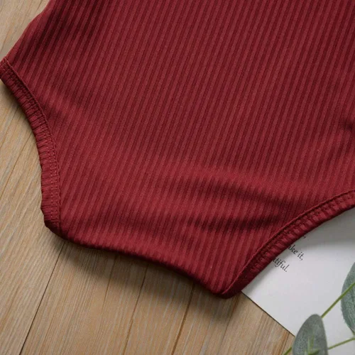 Miniatura 7 de Mameluco de una pieza para bebé recién nacido, con volantes, color liso, ropa casual