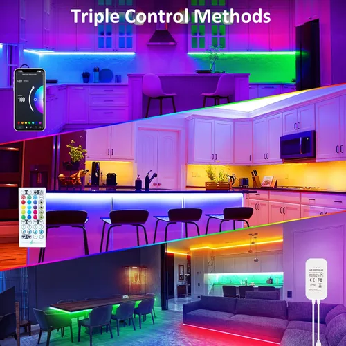 Miniatura 2 de Maylit 8 piezas de 3.3 pies de kit de luces RGB inteligentes para debajo del gabinete, funciona con Alexa y Google Assistant, control por aplicación
