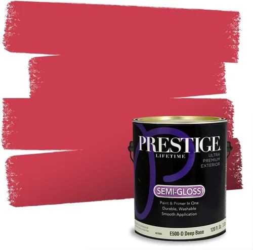 Miniatura 84 de Prestige Paints E100-T-SW6591 Pintura exterior e imprimación en uno, 1 galón, plano, combinación comparable de Sherwin Williams Amaryllis, 1 galón