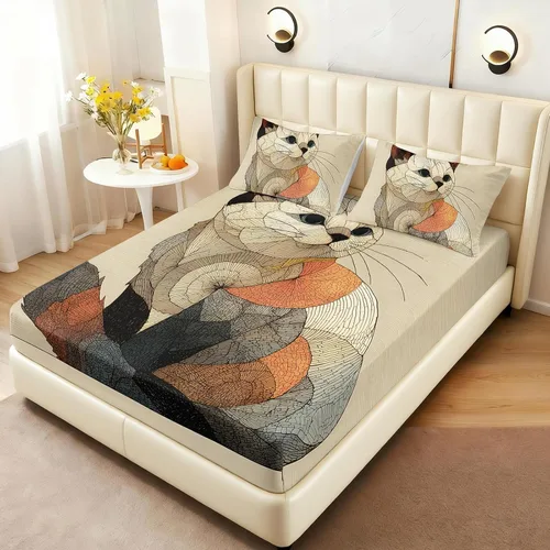 Miniatura 15 de AILONEN Lovely Bear - Juego de sábanas bajeras tamaño Queen, juego de ropa de cama con pajarita de dibujos animados para niños y niñas, sábana