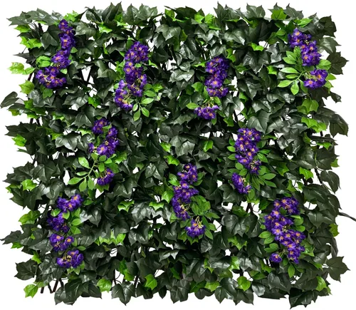 Miniatura 8 de Valla de hiedra sintética expandible, pantalla de privacidad, seto artificial elástico de una cara para balcón, patio, jardín (1 unidad, uva)