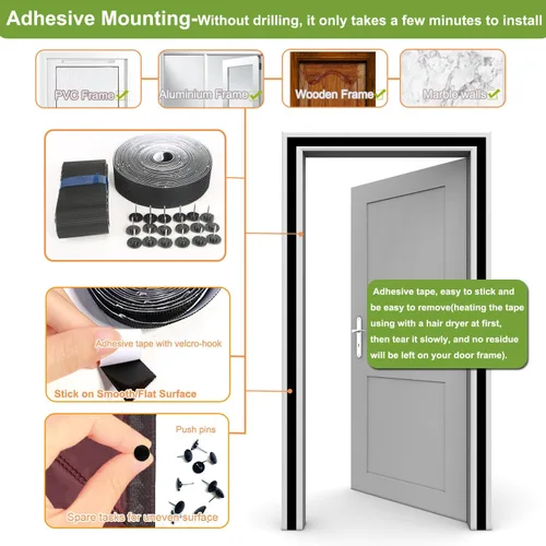 Miniatura 7 de Risareyi Cortina magnética con aislamiento térmico para puerta, 38 x 82 pulgadas, relleno Oxford café con poliéster más grueso, aislamiento