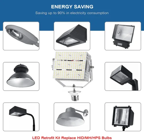 Miniatura 6 de 150W LED Retrofit para HID Shoebox Wall Pack Canopy 21,400 lúmenes 400W/450W/550W Haluro de metal igual 5700K luz diurna E39 Mogul Base para lámpara