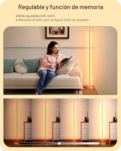 Miniatura 2 de EDISHINE Lámpara de pie LED de esquina, moderna luz delgada y regulable, altura ajustable, lámpara alta minimalista de 57.5 pulgadas para sala