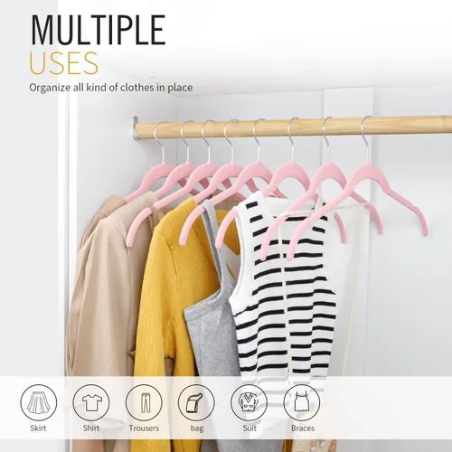 Miniatura 2 de ManGotree Perchas de terciopelo para mujer, perchas de 16.5 pulgadas con ranura para el hombro, perchas antideslizantes para ropa de vestir