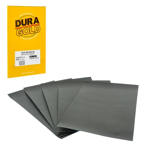Miniatura 14 de Dura-Gold Hojas de papel de lija húmedas o secas de 5-1/2 x 9 pulgadas, variedad de grano 150, 220, 320, 400, 600 (5 cada una, 25 en total) - Lijado