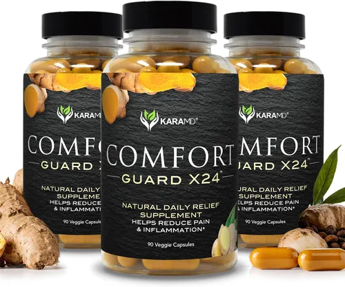 Miniatura 8 de KaraMD Comfort Guard X24 - Suplemento de apoyo para articulaciones y movimiento, curcumina de cúrcuma, boswellia y jengibre, alivia las molestias