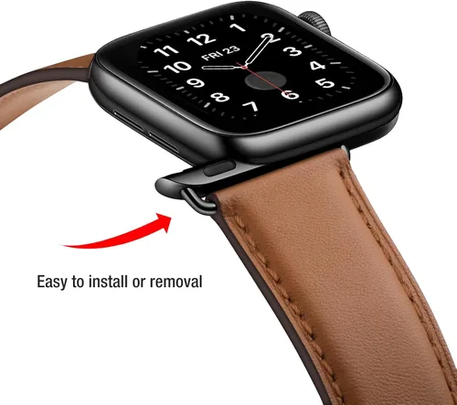 Miniatura 3 de correas compatibles con Apple Watch de 1.49, 1.57, 1.65 y 1.73 pulgadas; correa de repuesto de cuero auténtico compatible con Apple Watch Series 5