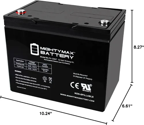 Miniatura 8 de Mighty Max Battery Batería interna del hilo de 12V 75AH para el producto de la marca Hoveround Teknique HD XHD