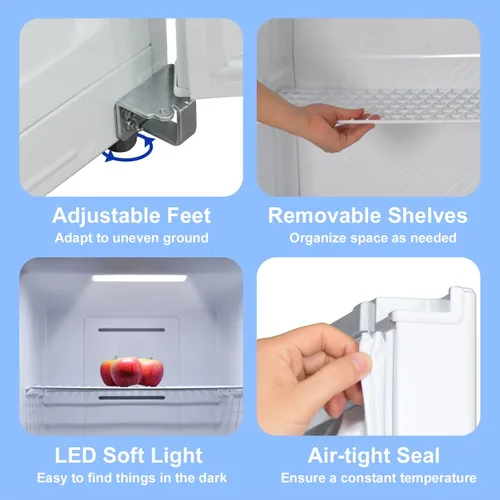 Miniatura 5 de SMETA Congelador vertical de pie 13.8 pies cúbicos, congelador vertical profundo libre de escarcha apto para garaje con estantes de vidrio