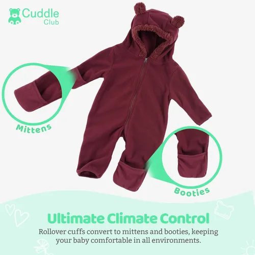 Miniatura 30 de Enterizo de vellón para bebé, rómper de una sola pieza con capucha para niños, ropa para exteriores, chaqueta infantil