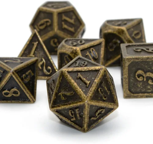 Miniatura 2 de Juego de dados de metal, dados poliédricos D&D para Dungeons and Dragons RPG DND, dados para juegos de rol, MTG, juegos de mesa, Shadowrun Bronce