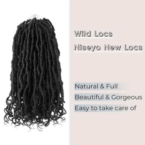 Miniatura 3 de Niseyo Wild Locs - Rastas sintéticas desgastadas de 14 pulgadas con extremos rizados, 8 paquetes de cabello largo y suave con bucles preformados