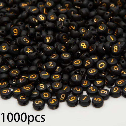 Miniatura 2 de 1000 cuentas de números acrílicos redondos, cuentas redondas de números de 0.16 x 0.27 pulgadas, cuentas de números mixtos, para joyería, pulseras