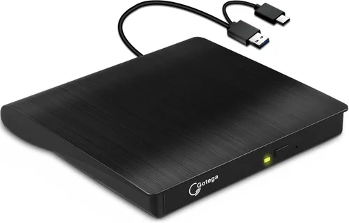 Gotega Unidad de DVD externa USB 3.0 tipo C USB C, portátil, CD/DVD +/-RW, unidad de disco externa, reproductor de DVD externo para portátil, CD/DVD