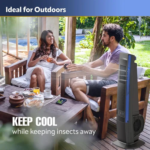 Miniatura 7 de Lasko Misto YF300 - Ventilador de torre para exteriores, 4 velocidades, oscilación interna, para terrazas, patios y porches, negro, YF300, grande