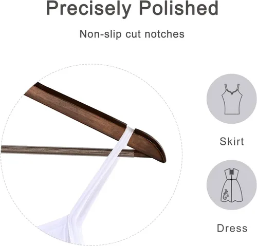 Miniatura 4 de TOPIA HANGER Perchas de Madera para Abrigos Paquete de 30, Perchas de Madera Vintage para Trajes con Barra Antideslizante para Pantalones, Gancho