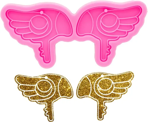 Angel Wings Bonitos moldes de cabeza de pájaro, moldes de resina, molde de silicona para llavero, molde de silicona brillante para bricolaje, dijes,
