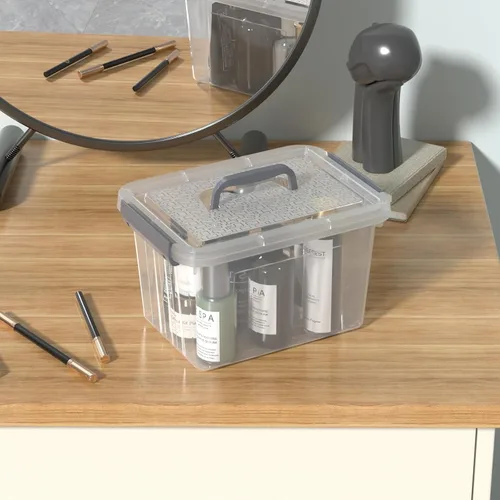 Miniatura 6 de Contenedores pequeños de 6 cuartos de galón con tapas, caja de almacenamiento de plástico transparente con asa, 6 paquetes