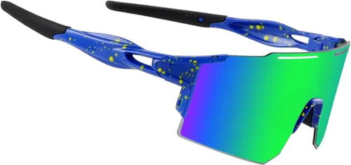 Miniatura 19 de OULAIQI Gafas de sol de ciclismo, polarizadas, para hombres y mujeres, con 1 lente o 3 lentes intercambiables, gafas de béisbol Rojo
