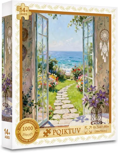 Miniatura 8 de Rompecabezas de 1000 piezas para adultos, vista de ventana, rompecabezas de paisaje natural, decoración de pared familiar, rompecabezas imposible