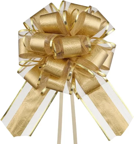 Miniatura 13 de HSXJJ 6 Piezas de Lazos de Tirar Blancos para Envolver Regalos, Lazos de Cinta de Boda de 6 Pulgadas para Paquetes de Regalos, Cestas de Regalo