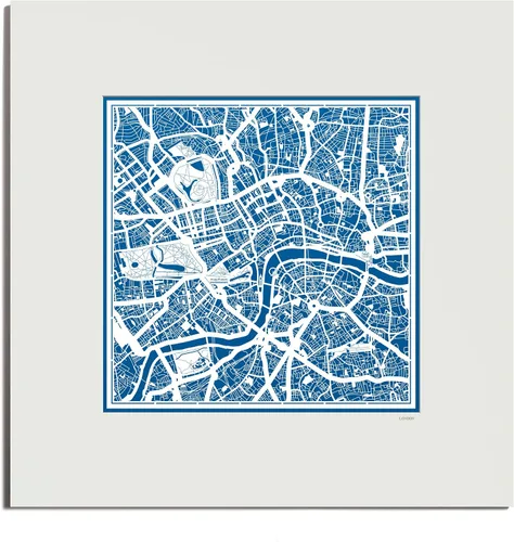 Miniatura 24 de O3 Design Studio Mapa de corte de papel Madrid negro mate de 20 x 20 pulgadas