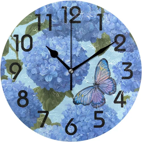 Miniatura 6 de Naanle Reloj de pared redondo negro con lápiz labial, de 9.5 pulgadas, funciona con pilas, de cuarzo, silencioso, analógico, silencioso