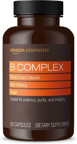 Miniatura 2 de Complejo Amazon Elements B, alta potencia, 83% de alimentos enteros cultivados, veganos, 65 cápsulas, suministro de 2 meses y biotina 5000 mcg