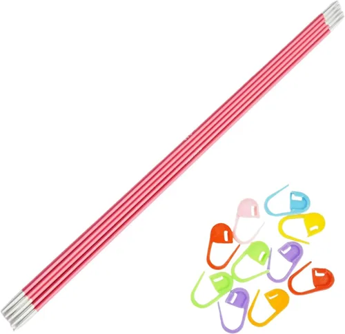 KnitPro Zing DPN Agujas de tejer de doble punta de 6 pulgadas, tamaño 0 (5.9 in, 0.079 in) con 10 marcadores de puntada coloridos
