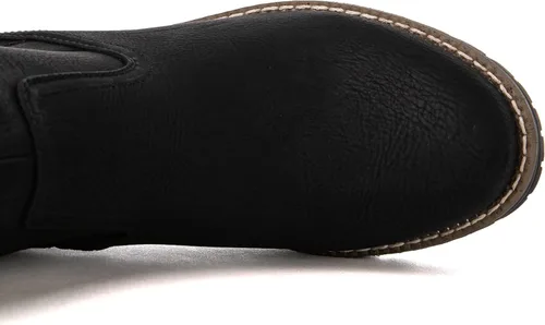 Miniatura 6 de GLOBALWIN - Botas de combate de equitación altas con cordones para mujer, cómodas botas góticas de motocicleta para mujer con cremallera y tacón