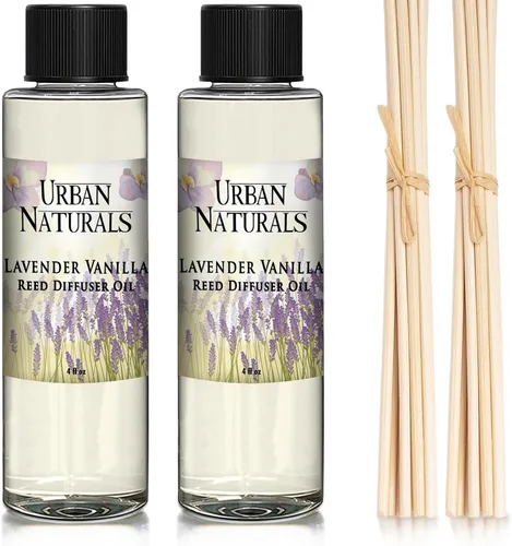 Miniatura 98 de Urban Naturals Recambio de aceite difusor de varillas ámbar y lavanda, lavanda relajante, ámbar cálido, aroma calmante para habitación, 4 onzas +