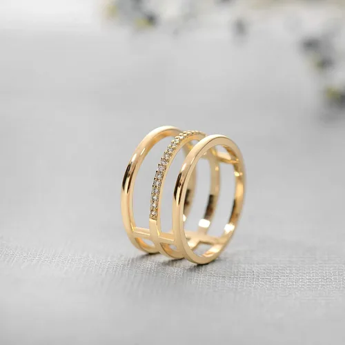 Miniatura 5 de Valloey Rover Anillo apilable de diamantes delicados chapados en oro de 14 quilates con circonita cúbica, joyería minimalista regalo, Metal