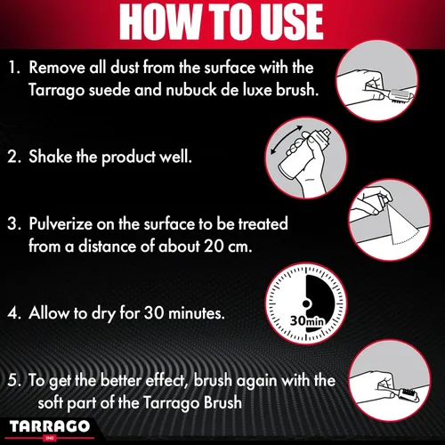 Miniatura 6 de Tarrago Spray Renovador de gamuza - Revive Footwear Original Color - Renovación del color, restauración y cuidado - Ideal para zapatos de gamuza
