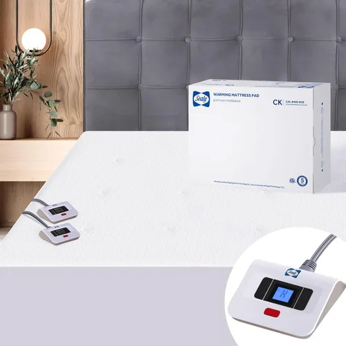 Miniatura 9 de Sealy Protector de colchón con calefacción tamaño completo de 54 x 75 pulgadas, calentador de cama eléctrico con calefacción por zonas con bolsillo