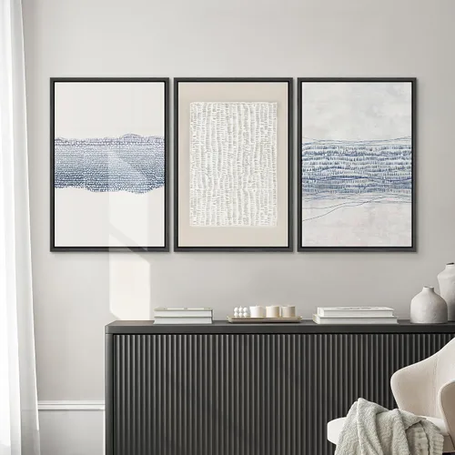 Miniatura 245 de SIGNWIN Lienzo enmarcado para pared, arte con pinceladas de flujo neutro en tonos beige abstractos, ilustraciones, arte moderno, decorativo