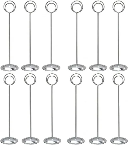 Miniatura 10 de HOHIYA Paquete de 12 soportes negros para números de mesa de 12 pulgadas, soportes para tarjetas de lugar de boda Elegantes soportes negros