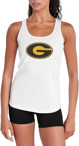 Miniatura 361 de Camiseta deportiva sin mangas oficial de NCAA Collegiate para mujer, con espalda cruzada, colección con logotipo primario