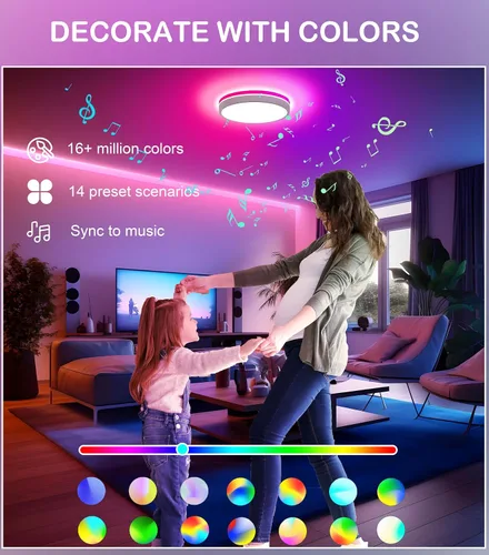 Miniatura 5 de CLOUDY BAY Luz de techo LED inteligente de montaje empotrado de 8 pulgadas, 15W 2700-6500K CCT, 2W RGB, compatible con Alexa y Google Home RGBCW 1