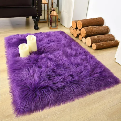 Miniatura 34 de LOCHAS Alfombra mullida ultrasuave, alfombra de pelo sintético de oveja, para el dormitorio, para colocar junto a la cama, para la sala