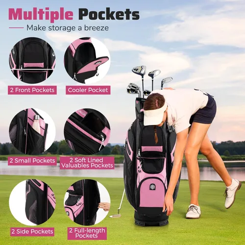 Miniatura 3 de Goplus Bolsa ligera para carrito de golf, bolsa de golf moldeada con separadores organizadores de longitud completa de 14 vías, 11 bolsillos, bolsa