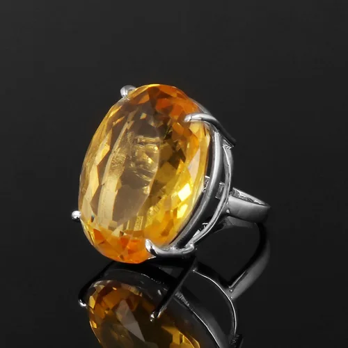 Miniatura 4 de GEMHUB Anillo de plata de ley 925 de citrina amarilla de corte ovalado de 0.53oz, Piedra, Citrino