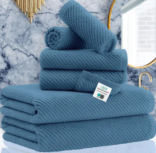 Miniatura 38 de VOOVA & MOVAS Toallas de baño amarillas – 100% algodón Secado rápido Peso Gruesas Suave, juego de 6 toallas de baño, 2 toallas grandes de 30